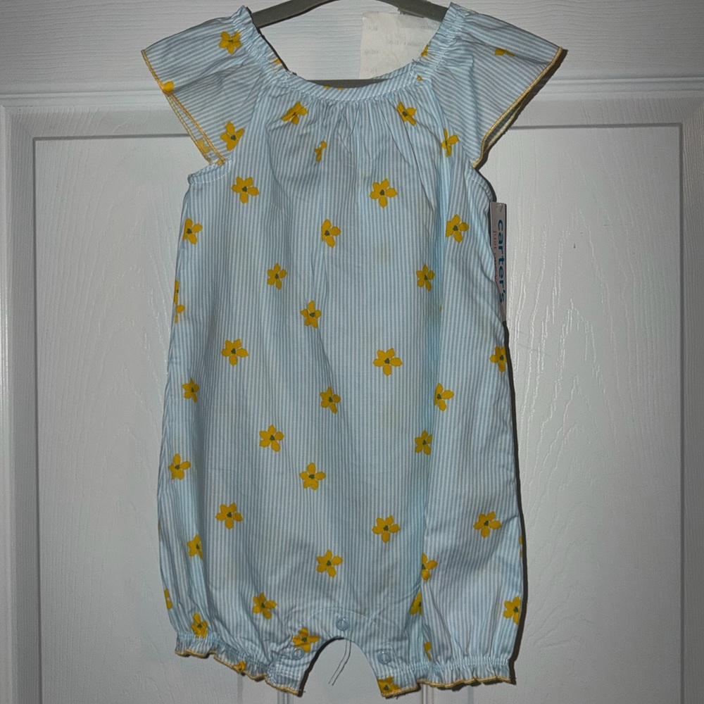Carter's Blue and Yellow Floral Bodysuit